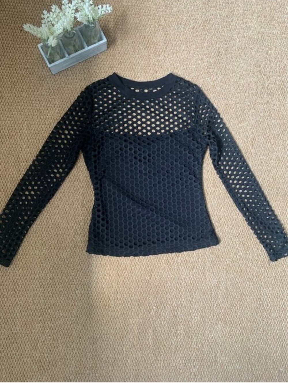Black Mesh Fishnet Layered Top - Picture 2 of 4